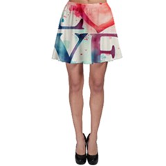 Valentines Day Heart Watercolor Background Skater Skirt by artworkshop