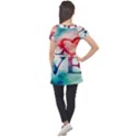 Valentines Day Heart Watercolor Background Puff Sleeve Tunic Top View2