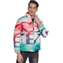 Valentines Day Heart Watercolor Background Men s Puffer Bubble Jacket Coat View3