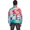 Valentines Day Heart Watercolor Background Men s Puffer Bubble Jacket Coat View4