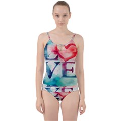 Valentines Day Heart Watercolor Background Cut Out Top Tankini Set by artworkshop