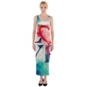 Valentines Day Heart Watercolor Background Fitted Maxi Dress View1