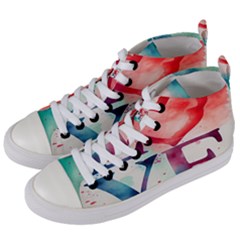 Valentines Day Heart Watercolor Background Women s Mid-top Canvas Sneakers