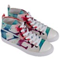 Valentines Day Heart Watercolor Background Women s Mid-Top Canvas Sneakers View3