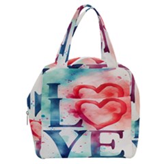 Valentines Day Heart Watercolor Background Boxy Hand Bag by artworkshop