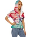 Valentines Day Heart Watercolor Background Lightweight Drawstring Hooded Top View3