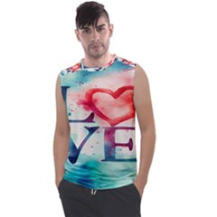 Valentines Day Heart Watercolor Background Men s Regular Tank Top by artworkshop