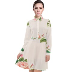 Watercolor Flower Long Sleeve Chiffon Shirt Dress by artworkshop