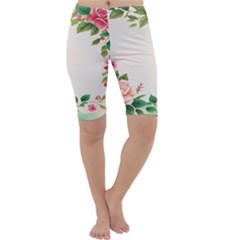 Watercolor Flower Cropped Leggings  by artworkshop