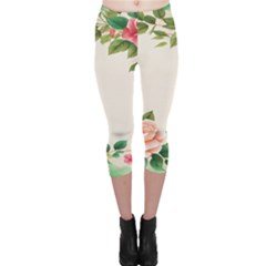 Watercolor Flower Capri Leggings  by artworkshop