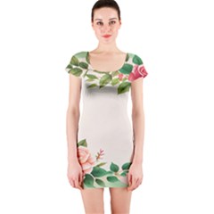 Watercolor Flower Short Sleeve Bodycon Dress by artworkshop