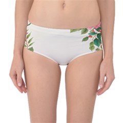 Watercolor Flower Mid-waist Bikini Bottoms by artworkshop