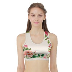 Watercolor Flower Sports Bra With Border by artworkshop