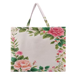 Watercolor Flower Zipper Large Tote Bag by artworkshop