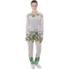 Watercolor Flower Casual Jacket And Pants Set