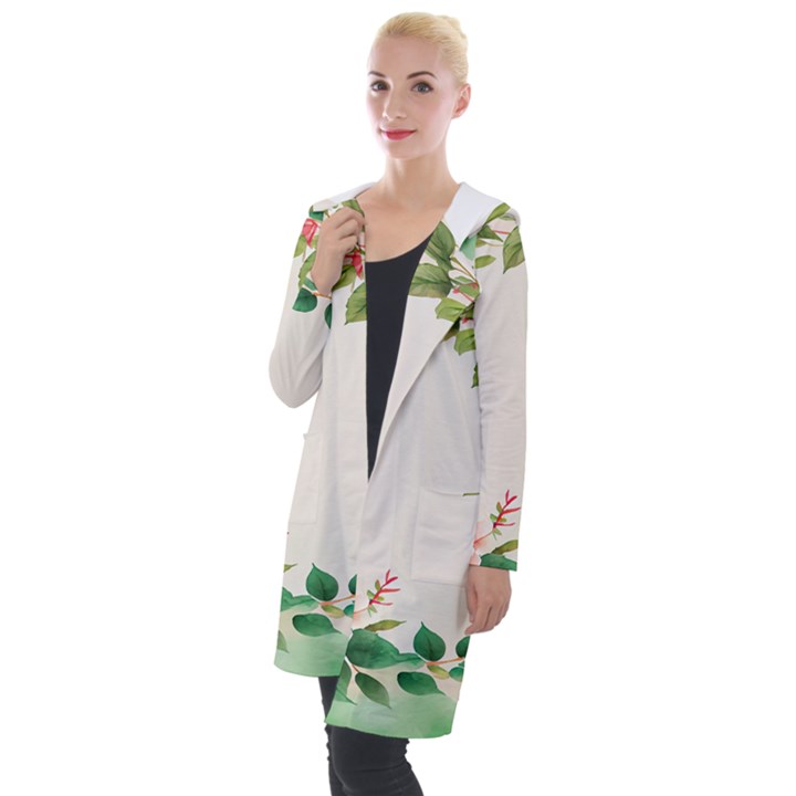 Watercolor Flower Hooded Pocket Cardigan