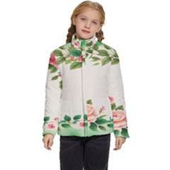 Watercolor Flower Kids  Puffer Bubble Jacket Coat by artworkshop