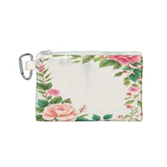 Watercolor Flower Canvas Cosmetic Bag (small) by artworkshop