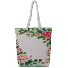 Watercolor Flower Full Print Rope Handle Tote (small) by artworkshop