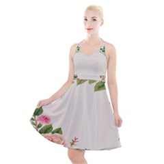 Watercolor Flower Halter Party Swing Dress  by artworkshop