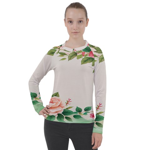 Watercolor Flower Women s Pique Long Sleeve Tee by artworkshop