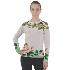 Watercolor Flower Women s Pique Long Sleeve Tee