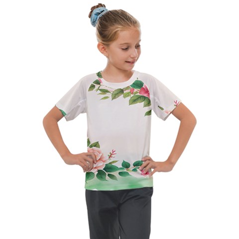 Watercolor Flower Kids  Mesh Piece Tee by artworkshop