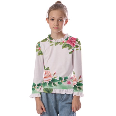 Watercolor Flower Kids  Frill Detail Tee by artworkshop