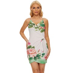 Watercolor Flower Wrap Tie Front Dress by artworkshop