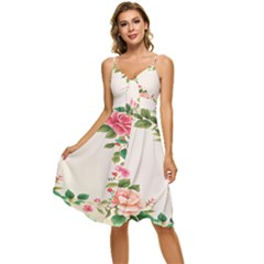 Watercolor Flower Sleeveless Tie Front Chiffon Dress