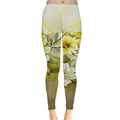 Watercolor Yellow And-white Flower Background Leggings 