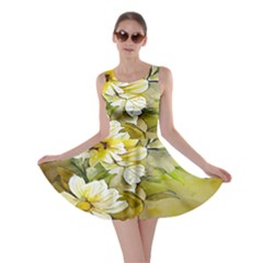 Watercolor Yellow And-white Flower Background Skater Dress by artworkshop