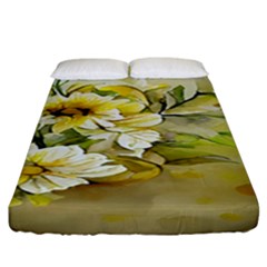 Watercolor Yellow And-white Flower Background Fitted Sheet (King Size)