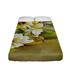 Watercolor Yellow And-white Flower Background Fitted Sheet (full/ Double Size)