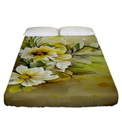 Watercolor Yellow And-white Flower Background Fitted Sheet (california King Size) by artworkshop