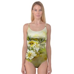 Watercolor Yellow And-white Flower Background Camisole Leotard  by artworkshop