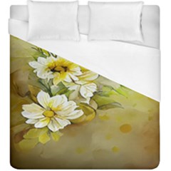 Watercolor Yellow And-white Flower Background Duvet Cover (king Size) by artworkshop