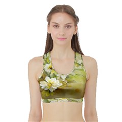 Watercolor Yellow And-white Flower Background Sports Bra With Border by artworkshop