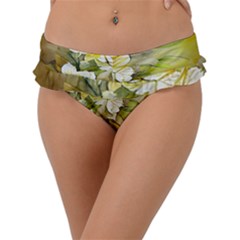 Watercolor Yellow And-white Flower Background Frill Bikini Bottoms