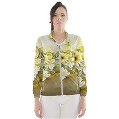 Watercolor Yellow And-white Flower Background Women s Windbreaker