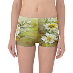 Watercolor Yellow And-white Flower Background Reversible Boyleg Bikini Bottoms by artworkshop