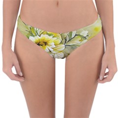 Watercolor Yellow And-white Flower Background Reversible Hipster Bikini Bottoms by artworkshop