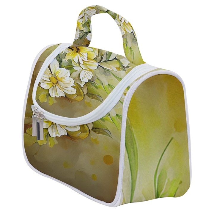 Watercolor Yellow And-white Flower Background Satchel Handbag