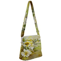 Watercolor Yellow And-white Flower Background Zipper Messenger Bag