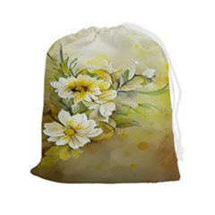 Watercolor Yellow And-white Flower Background Drawstring Pouch (2xl) by artworkshop