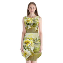 Watercolor Yellow And-white Flower Background Sleeveless Chiffon Dress  