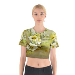 Watercolor Yellow And-white Flower Background Cotton Crop Top by artworkshop