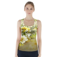 Watercolor Yellow And-white Flower Background Racer Back Sports Top