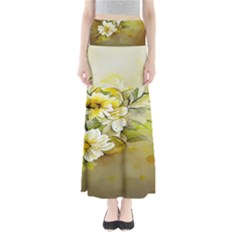 Watercolor Yellow And-white Flower Background Full Length Maxi Skirt by artworkshop