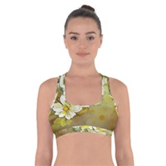 Watercolor Yellow And-white Flower Background Cross Back Sports Bra by artworkshop